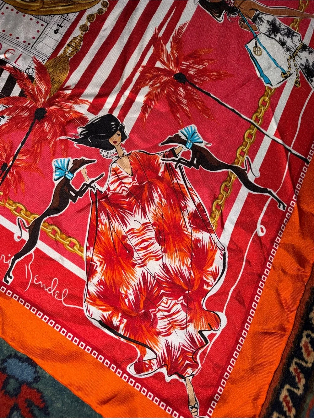 RARE Signed Henri Bendel ~ Izak Zeno Limited Edition Silk Scarf~ 